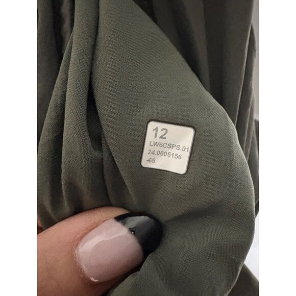 Lululemon Front Zip Mid-rise Ruched Crop Pants Army Green-sz 12 - Picture 14 of 14